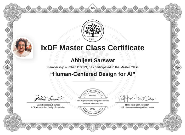 Human Centered Design for AI — Masterclass — certificate issued by IxDF